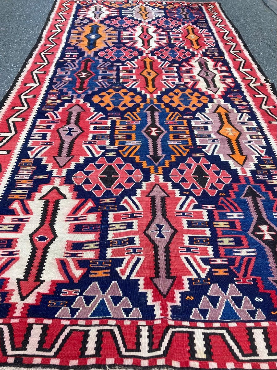 Kilim Kuba - Azerbaïdjan. Circa 1920. 300 x 158 cm-photo-3