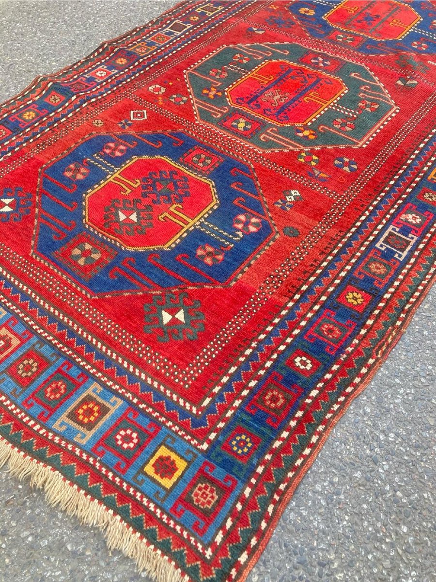 Tapis Kazakh. Caucase. Daté 1904. 295 x 135 cm-photo-2