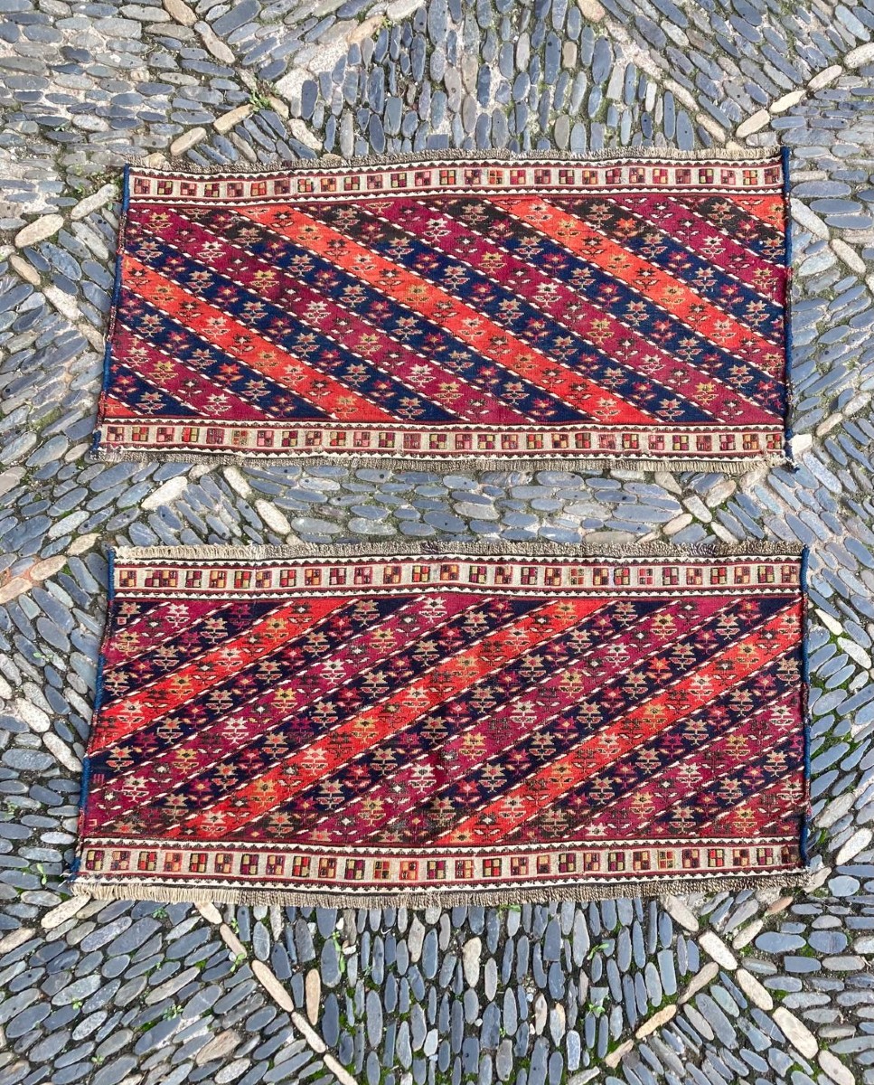 Pair Of Fragments By Maffrash Shahsaven / Persia. Circa 1900. 100 X 43 Cm (x2)