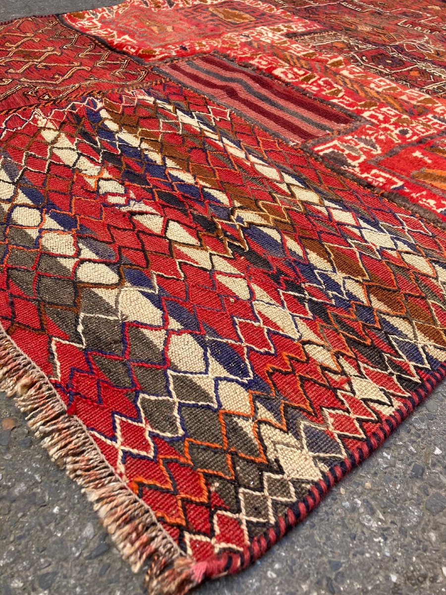 Open Camel Saddlebag. Bathiyari. Persia. Circa 1920. 230 X 105 Cm-photo-4