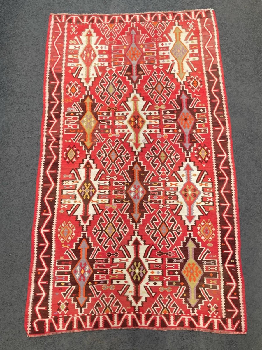 Kilim Kuba - Azerbaijan. Caucasus. Early 20th Century. 300 X 160 Cm