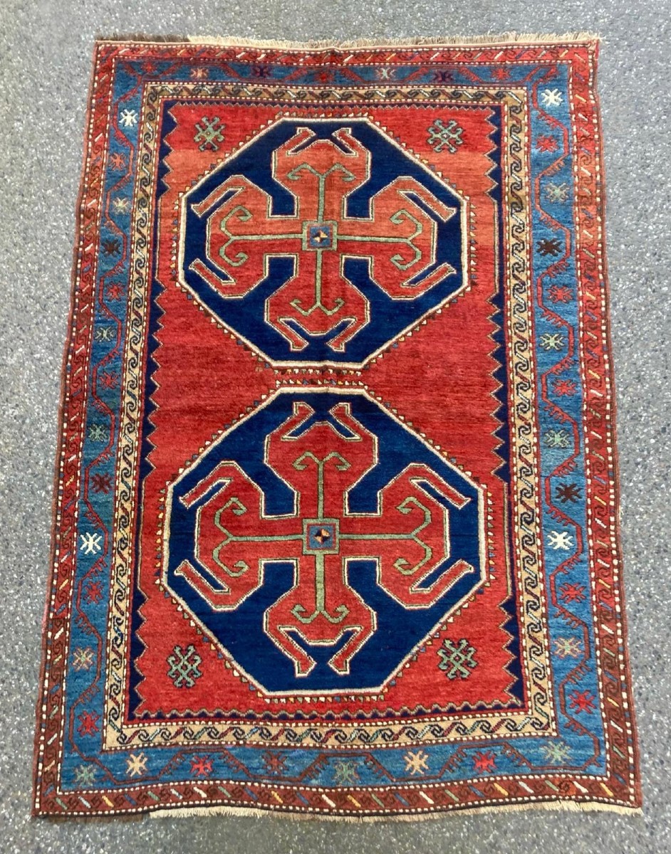 Caucasian Rug. Kazakh Motif. Early 20th Century. 215 X 145 Cm