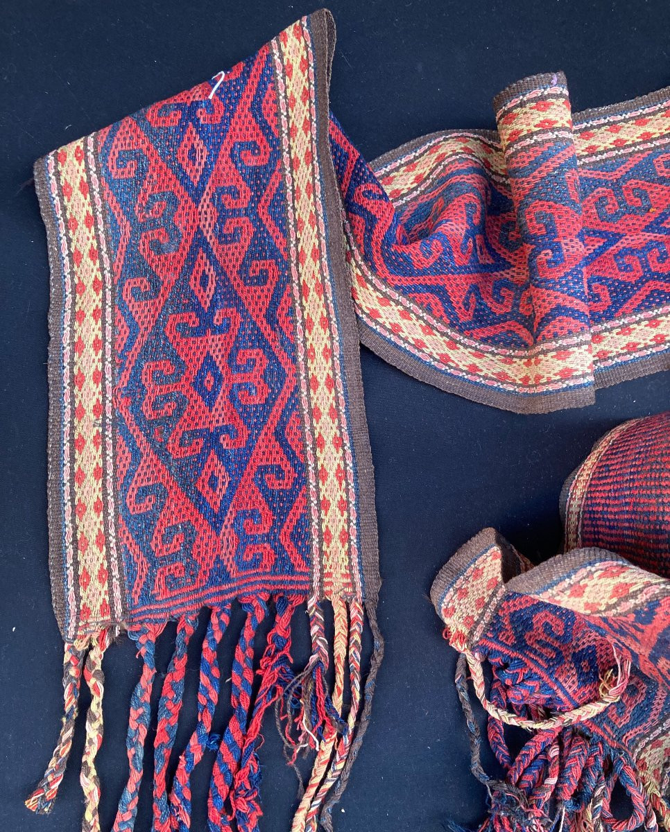 Long Tent Strapping Strip. Shahsaven. Persian. Circa 1880. 1100 X 30 Cm-photo-4