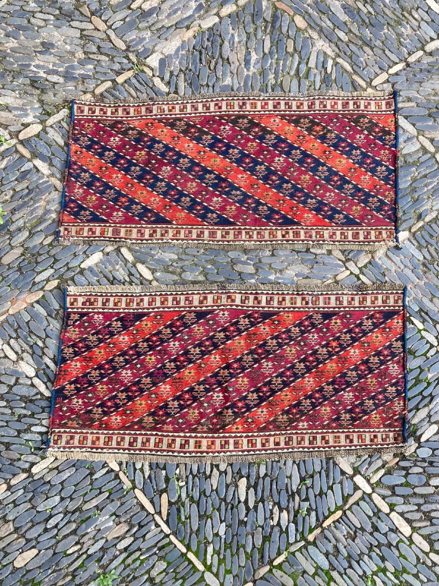 Pair Of Fragments By Maffrash Shahsaven / Persia. Circa 1900. 100 X 43 Cm (x2)-photo-2