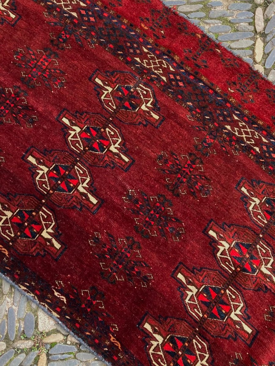 Tapis de selle Yomud Turkmène. Circa 1880. 160 x 70 cm-photo-4