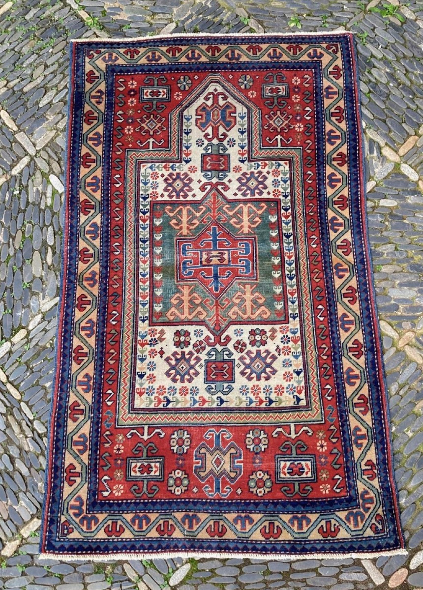 Kazakh Prayer Rug. Caucasus. Early 20th Century. 153 X 88 Cm