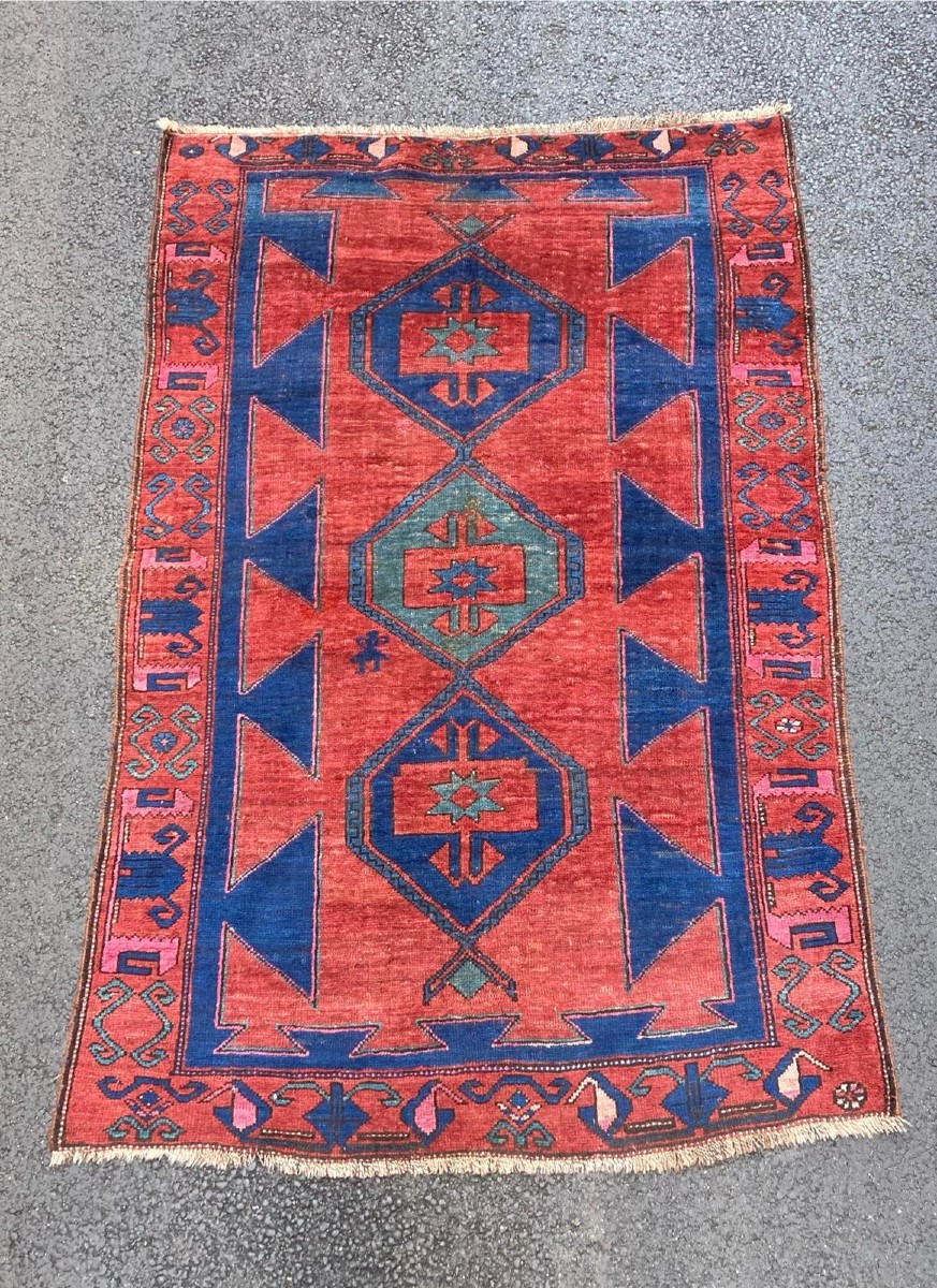 Caucasian Rug. Kazakh Motifs. Circa 1880. 203 X 127 Cm