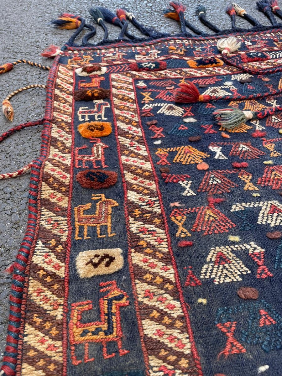 Couverture cérémoniale de cheval. Qashqai. Perse. Circa 1880. 170 x 175 cm-photo-2