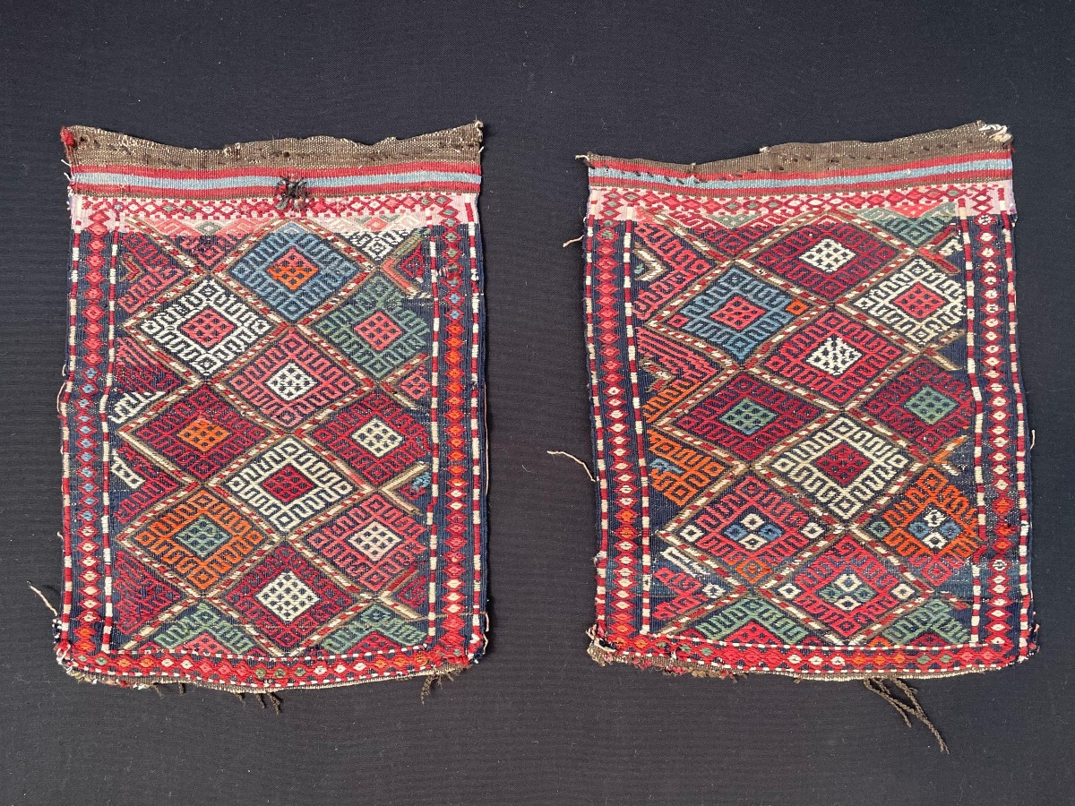 Fragments Maffrash Shahsaven. Persian. Circa 1900. 50 X 40 Cm (x2)