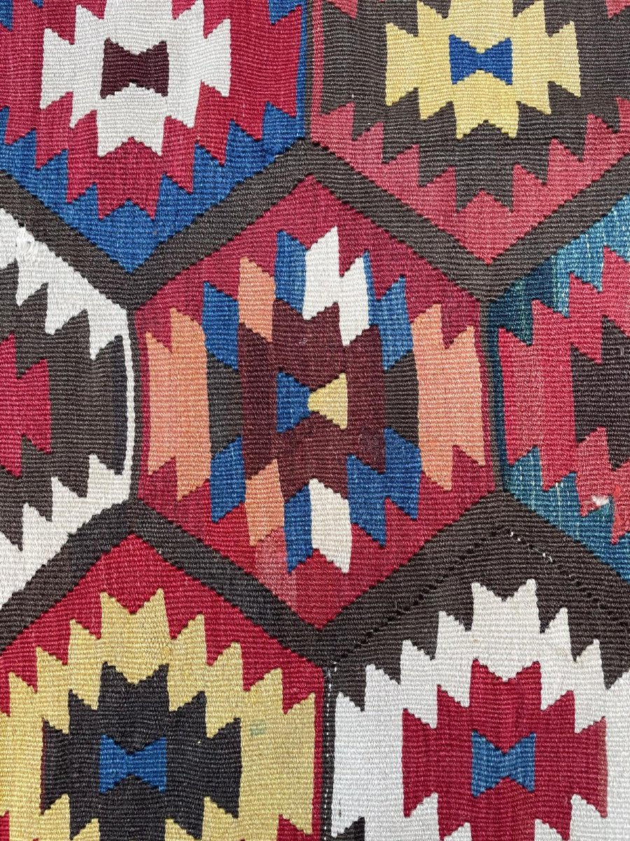 Kilim Qashqai - Veramin. Perse. Circa 1880. 350 x 145 cm-photo-2