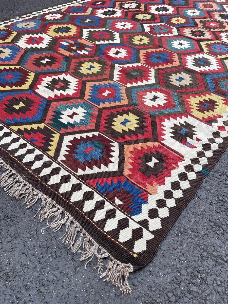 Kilim Qashqai - Veramin. Perse. Circa 1880. 350 x 145 cm-photo-3