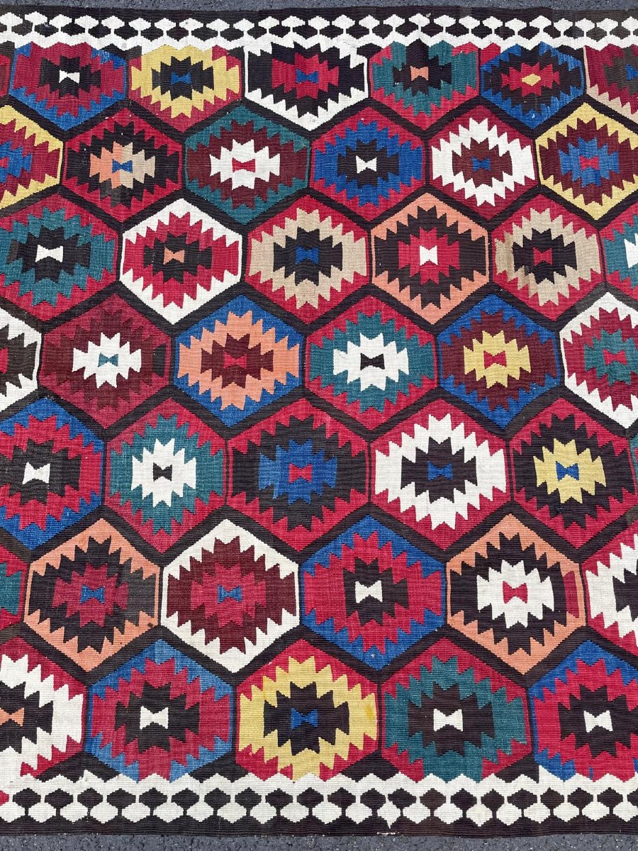 Kilim Qashqai - Veramin. Perse. Circa 1880. 350 x 145 cm-photo-4