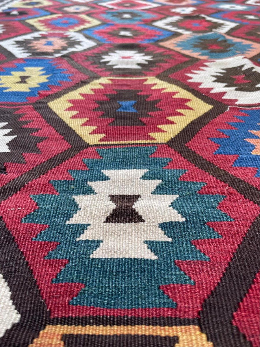 Kilim Qashqai - Veramin. Perse. Circa 1880. 350 x 145 cm-photo-2