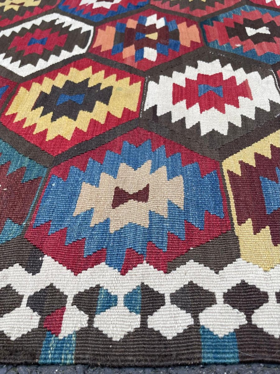Kilim Qashqai - Veramin. Perse. Circa 1880. 350 x 145 cm-photo-6
