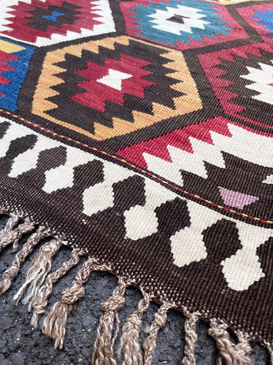 Kilim Qashqai - Veramin. Perse. Circa 1880. 350 x 145 cm-photo-7