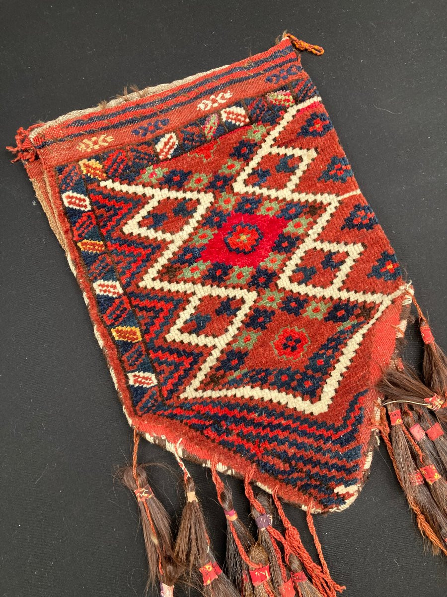 Tapis " sacoche à eau ". Yomud. Turkmène. Circa 1880. 58 x 40 cm-photo-2