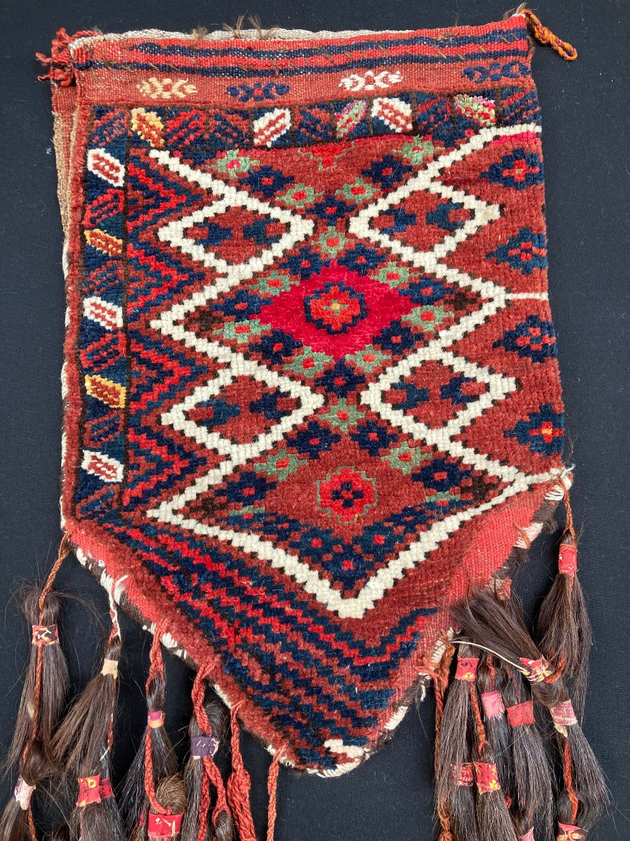 Tapis " sacoche à eau ". Yomud. Turkmène. Circa 1880. 58 x 40 cm-photo-3