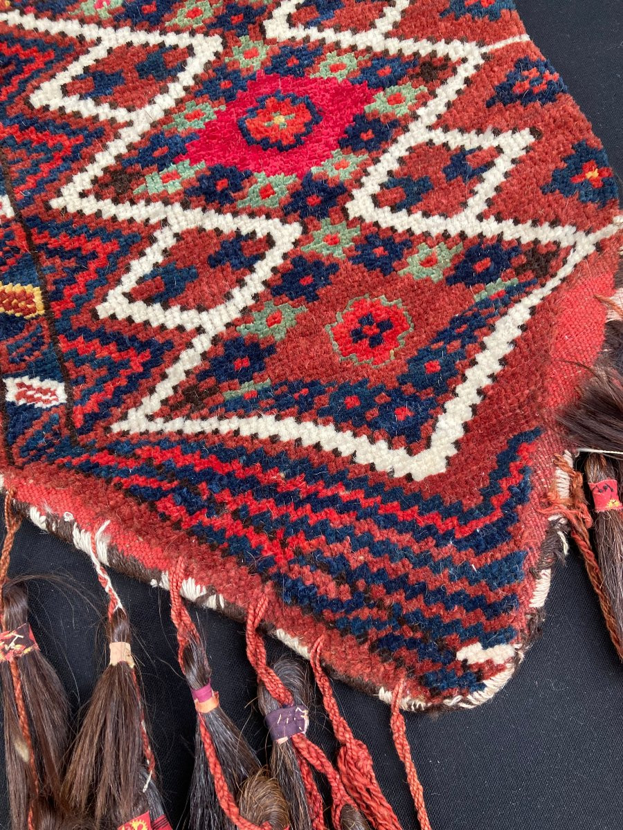 Tapis " sacoche à eau ". Yomud. Turkmène. Circa 1880. 58 x 40 cm-photo-4