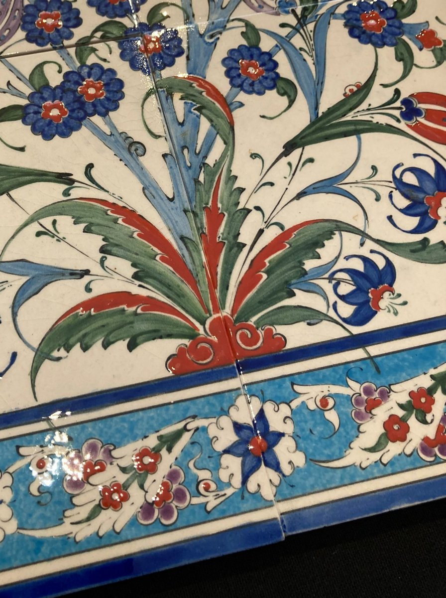 6 carreaux de faïence. Kütahya. Anatolie. Milieu 20 ième. 60 x 40 cm-photo-2