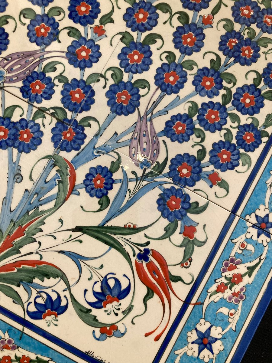 6 carreaux de faïence. Kütahya. Anatolie. Milieu 20 ième. 60 x 40 cm-photo-4