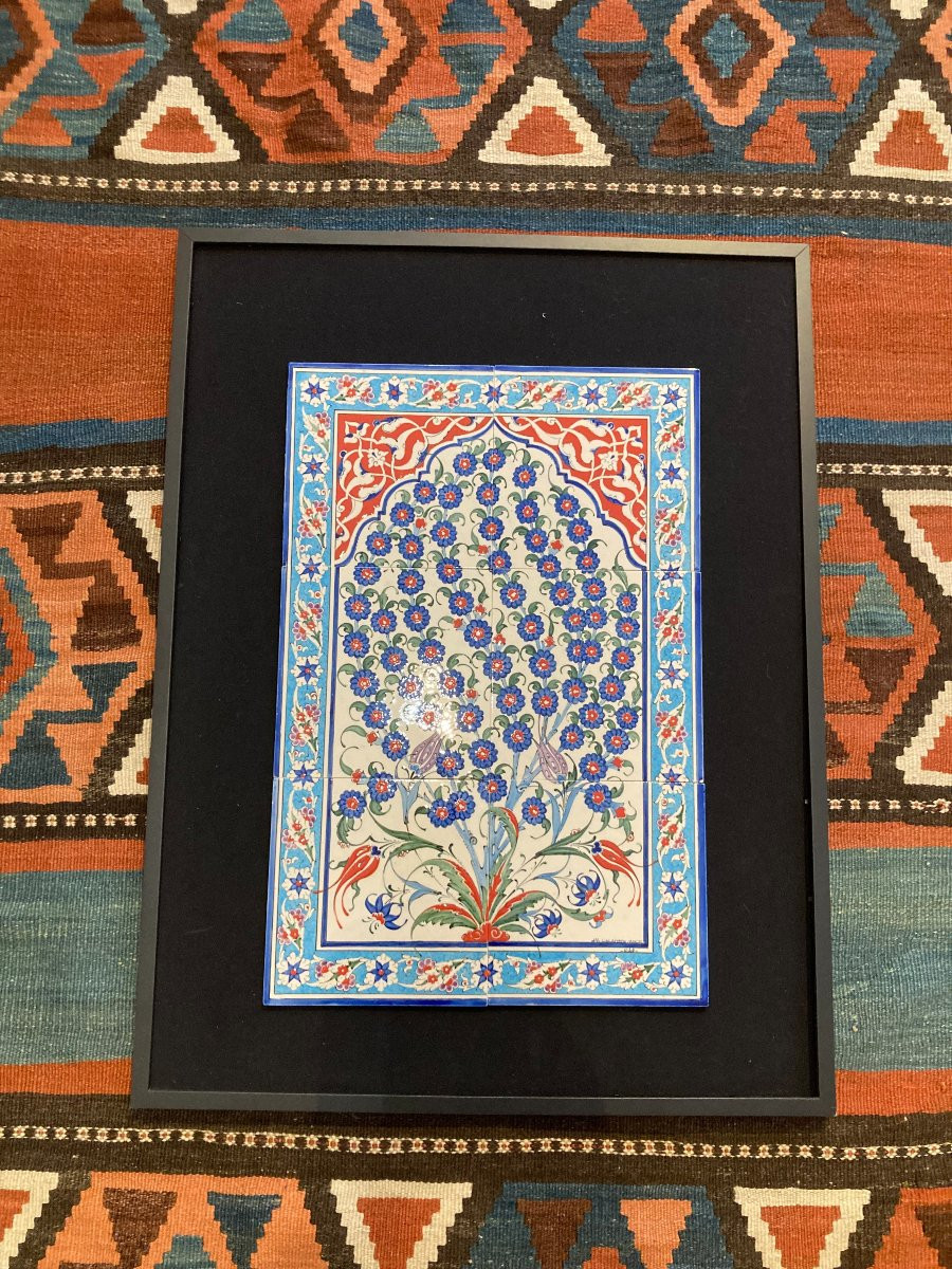 6 carreaux de faïence. Kütahya. Anatolie. Milieu 20 ième. 60 x 40 cm-photo-7