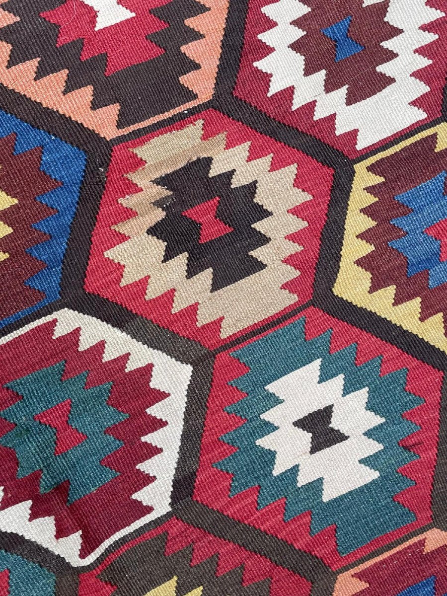 Kilim Qashqai - Veramin. Perse. Circa 1880. 350 x 145 cm-photo-4