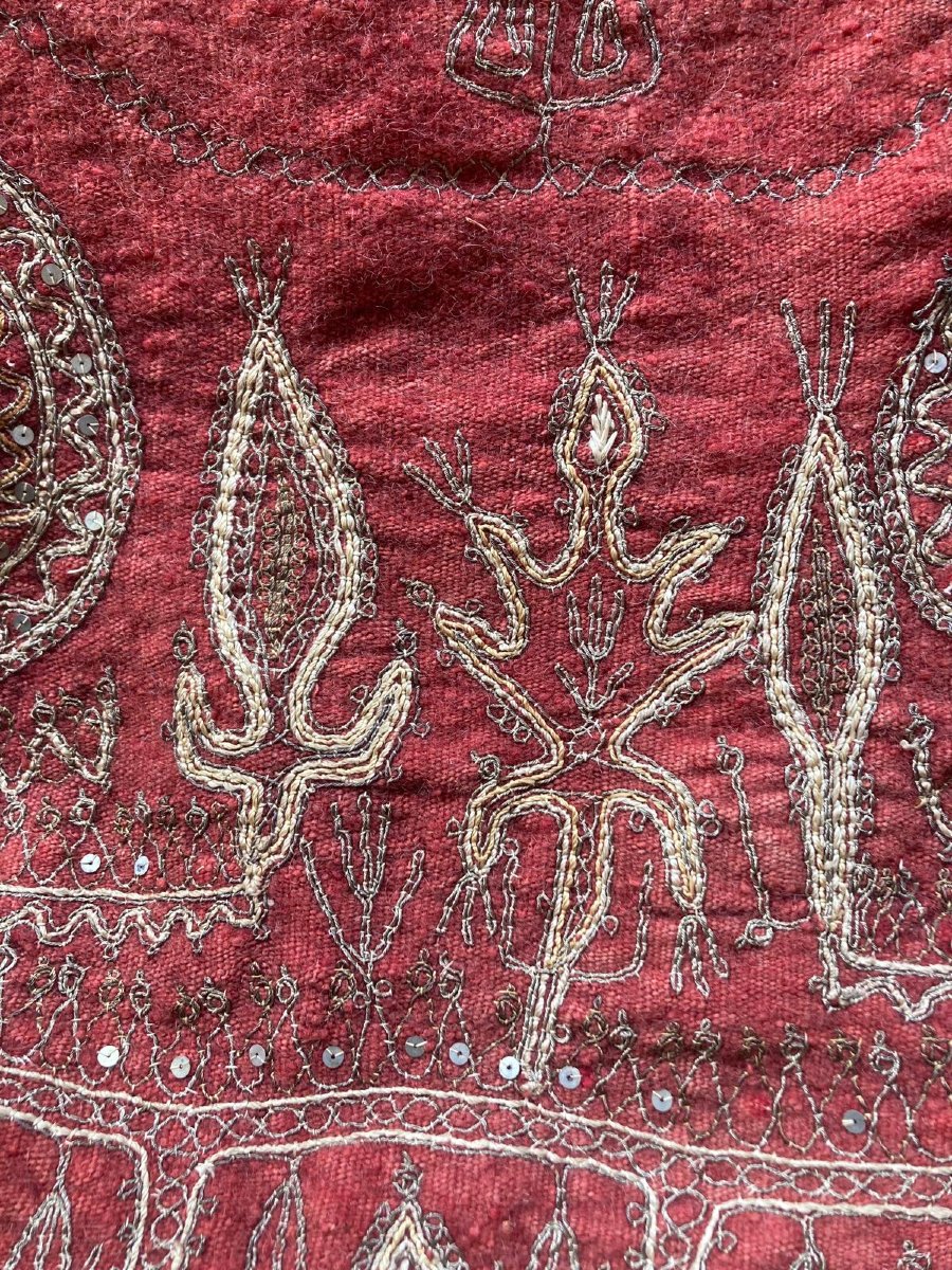 Étoffe couvre coffre ancien. Pakistan. Circa 1880. 106 x 106 cm-photo-3