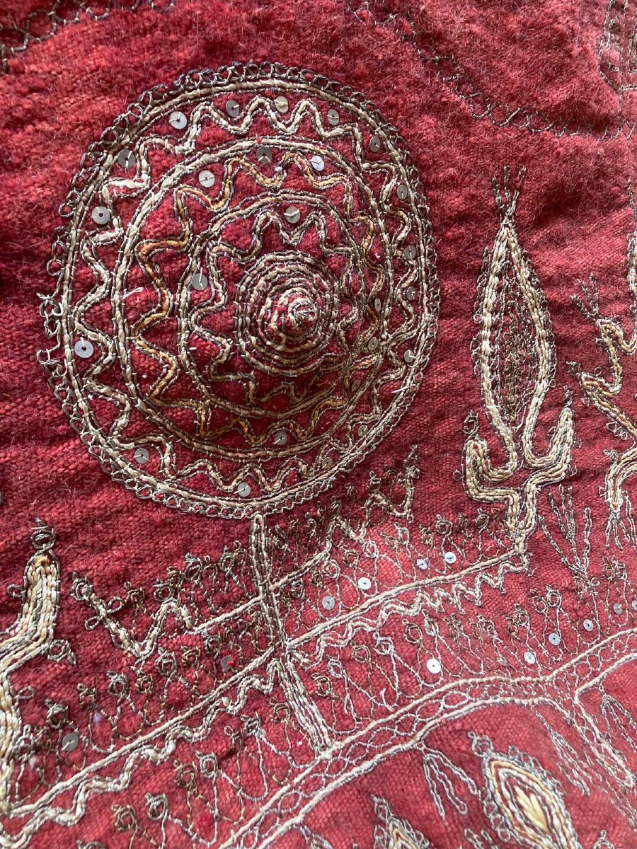 Étoffe couvre coffre ancien. Pakistan. Circa 1880. 106 x 106 cm-photo-4