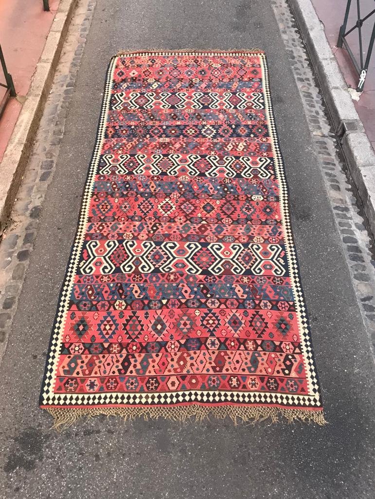 Kilim Shahsaven - Perse. Signé. Fin 19 ième. 480 x 180 cm-photo-2