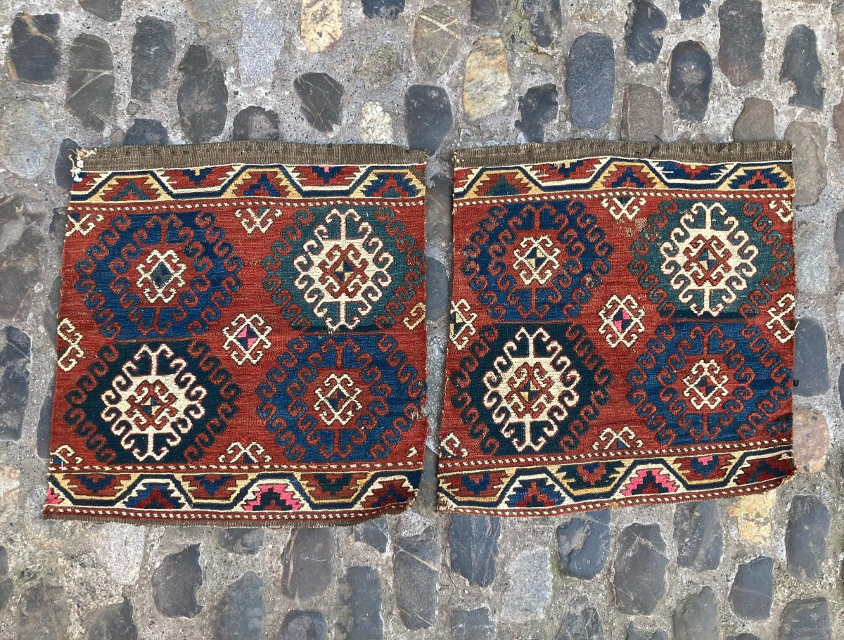 Pair Of Fragments Of Maffrash Karabakh / Caucasus. Circa 1880. 52 X 48 Cm-photo-2