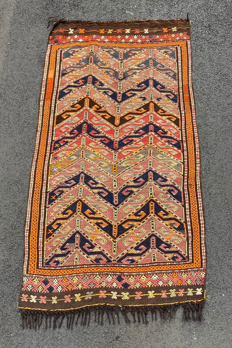 Embroidered Kilim Mut / Anatolia. Circa 1920. 212 X 113 Cm