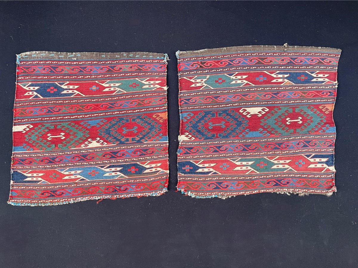 Paire de fragments de Maffrash Karabakh / Caucase. Circa 1850. 53 x 50 cm -photo-2