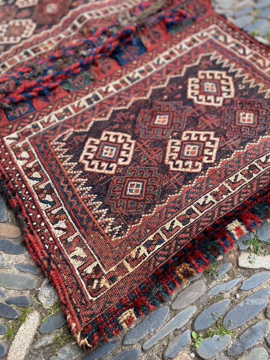 Double sacoche. Bathiyari. Perse. Circa 1900. 86 x 55 cm-photo-4