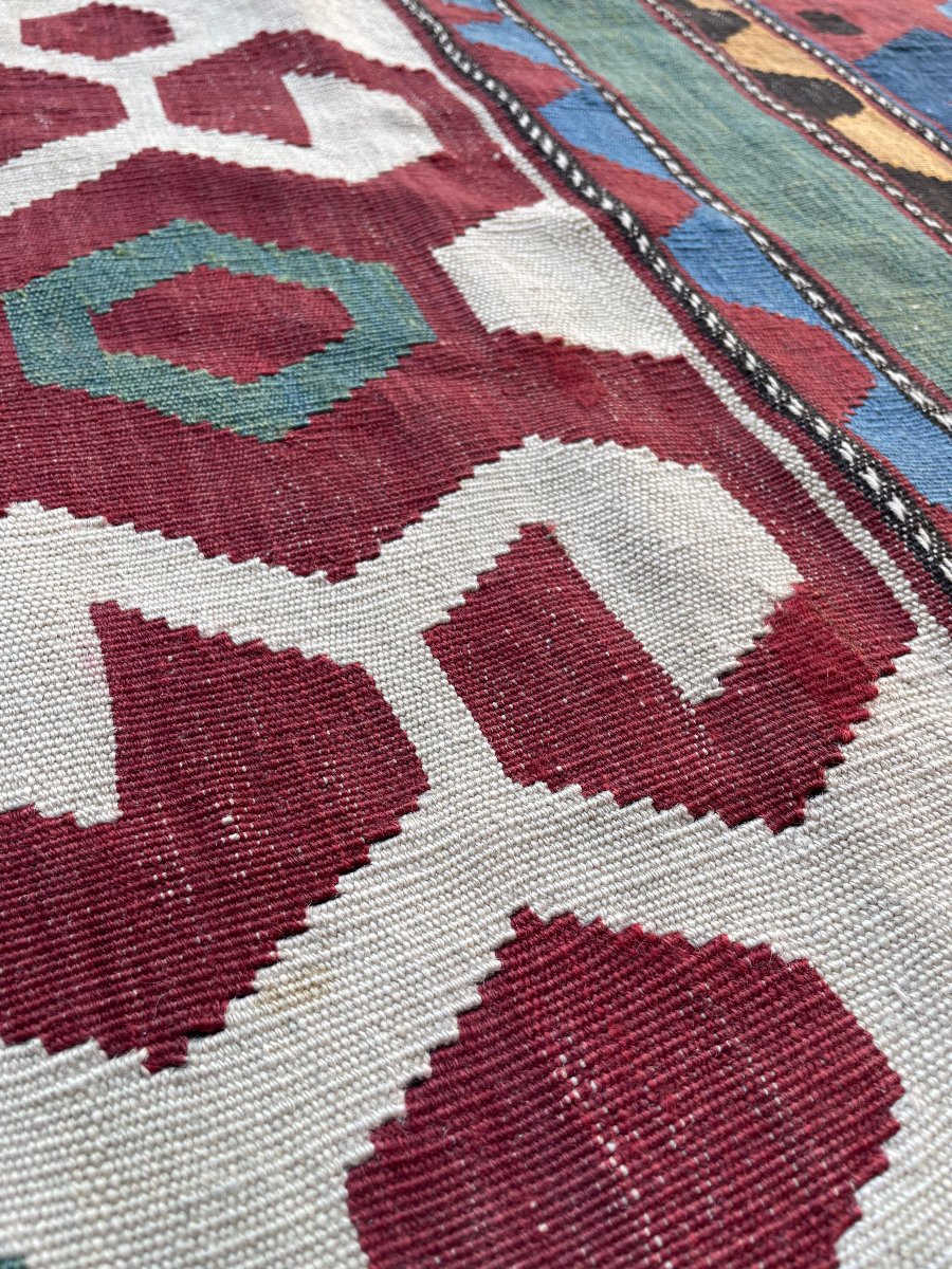 Kilim Caucase. Type Kazakh. Circa 1900. 270 x 107 cm-photo-6