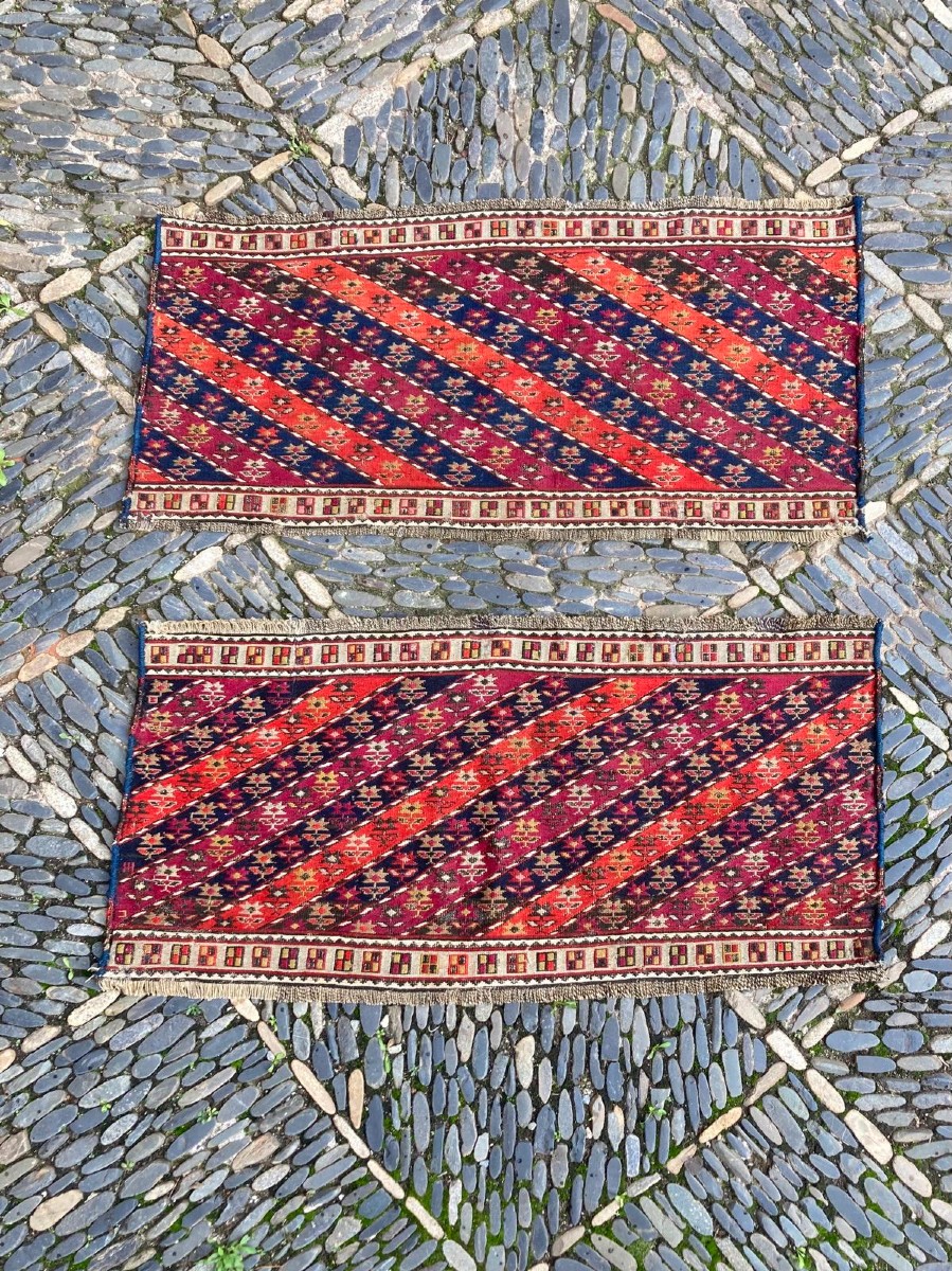 Pair Of Maffrash Shahsaven / Persian Fragments. Circa 1900. 100 X 43 Cm (x2)