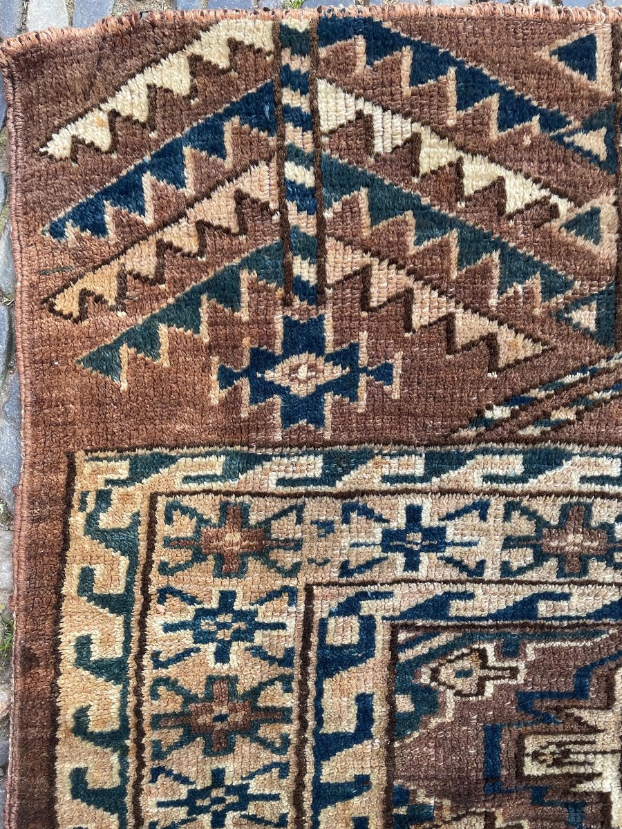 Tapis de selle Yomud Turkmène. Circa 1900. 120 x 76 cm-photo-3