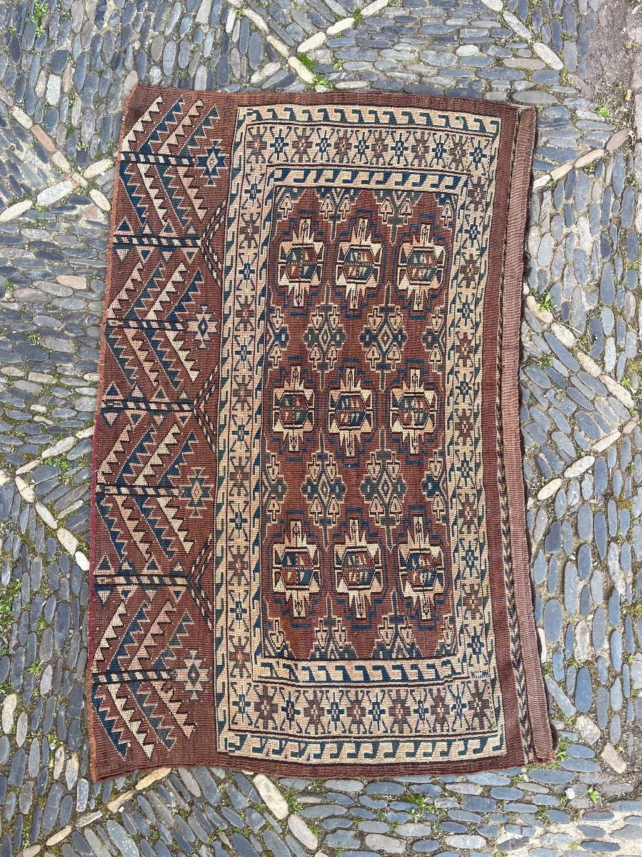 Tapis de selle Yomud Turkmène. Circa 1900. 120 x 76 cm-photo-3