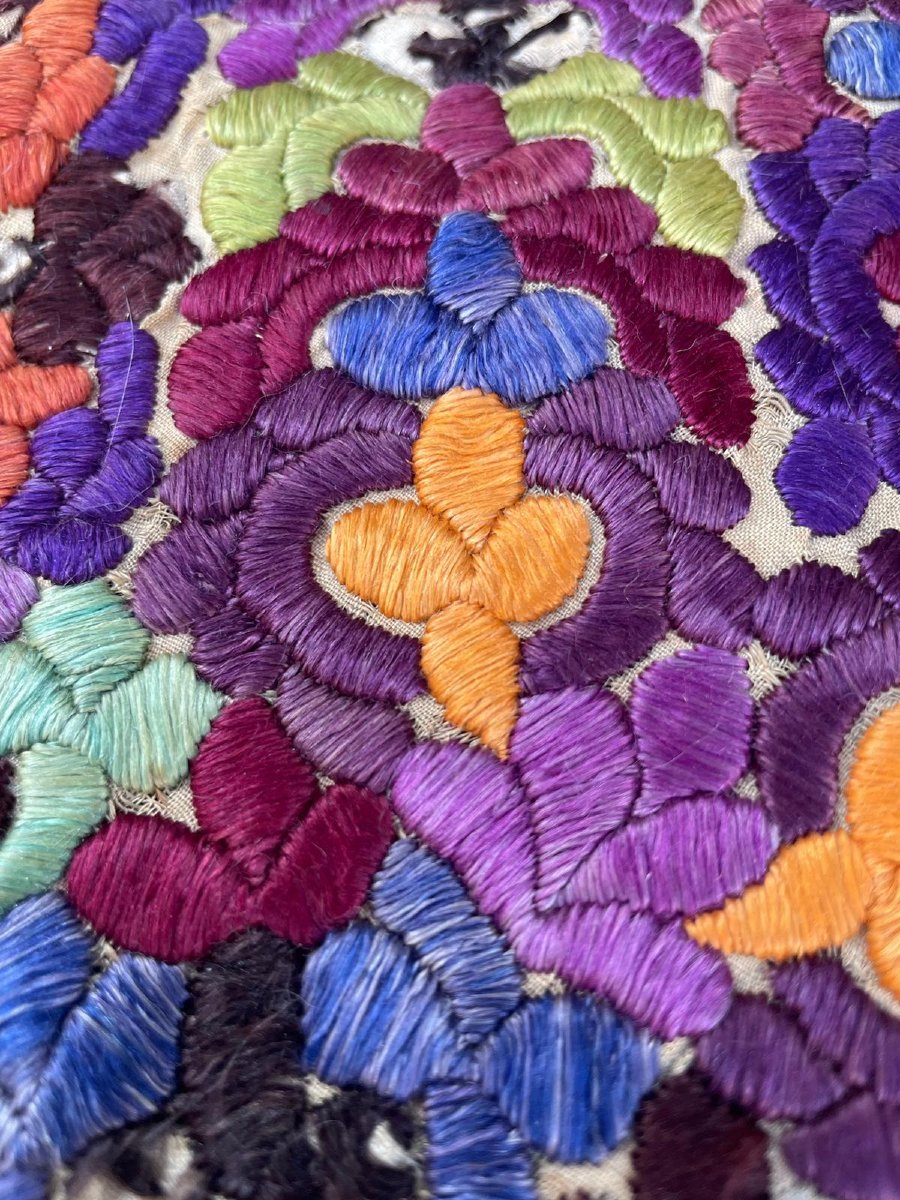 Silk Embroidery. Khamiya. Rabat. Morocco. Circa 1900. 55 X 42 Cm-photo-4