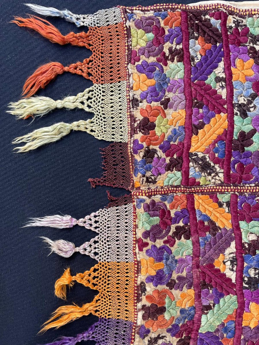 Silk Embroidery. Khamiya. Rabat. Morocco. Circa 1900. 55 X 42 Cm-photo-6