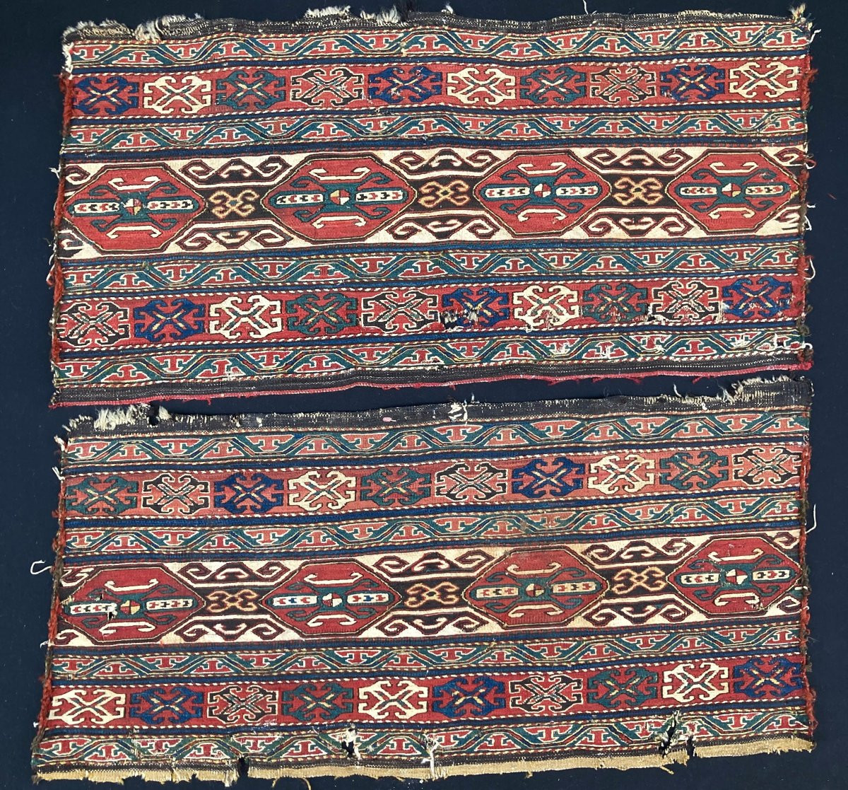 Pair Of Karabakh / Caucasus Maffrash Fragments. Circa 1850. 107 X 53 Cm (x2) Cm-photo-2