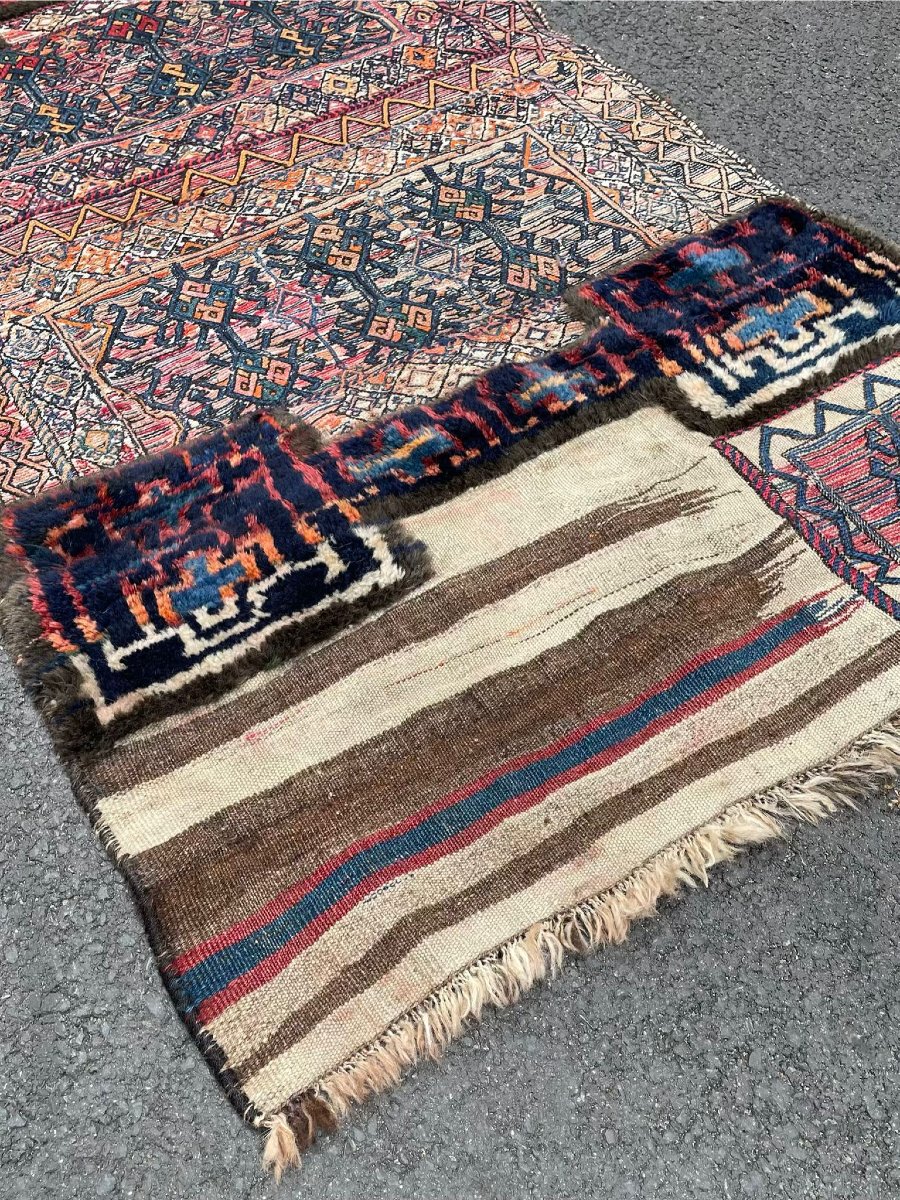 Double sacoche de dromadaire ouverte. Bathiyari - Perse. Circa 1900. 185 x 100 cm1 cm -photo-2