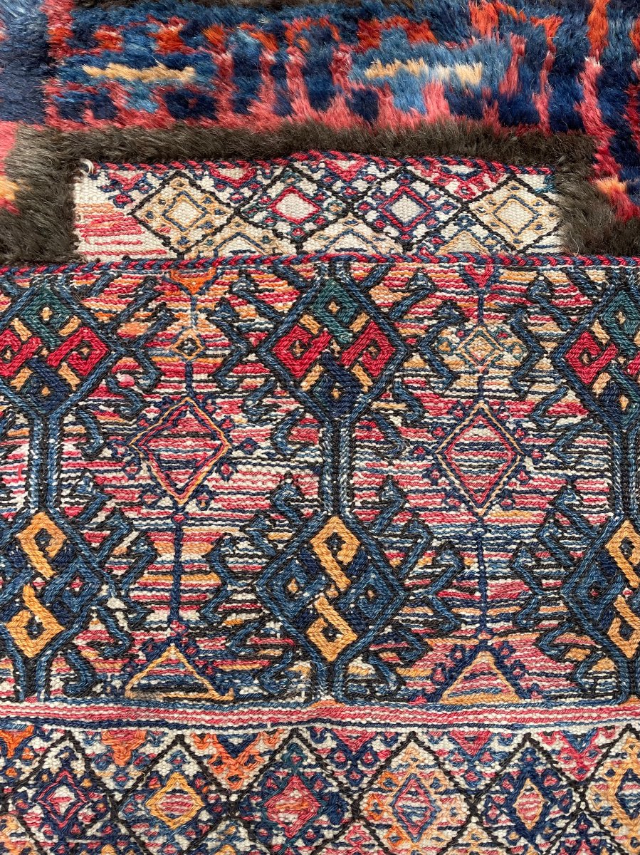 Double sacoche de dromadaire ouverte. Bathiyari - Perse. Circa 1900. 185 x 100 cm1 cm -photo-1