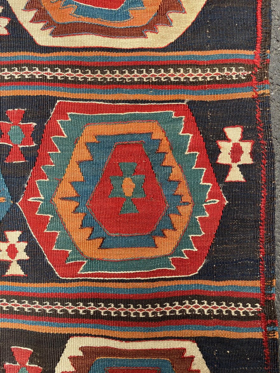 Kilim Qashqai - Perse. Circa 1900. 300 x 150 cm-photo-4