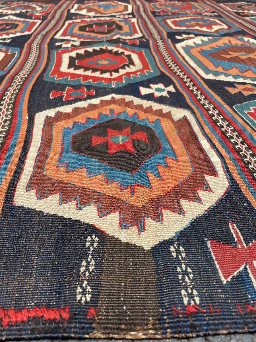 Kilim Qashqai - Perse. Circa 1900. 300 x 150 cm-photo-1
