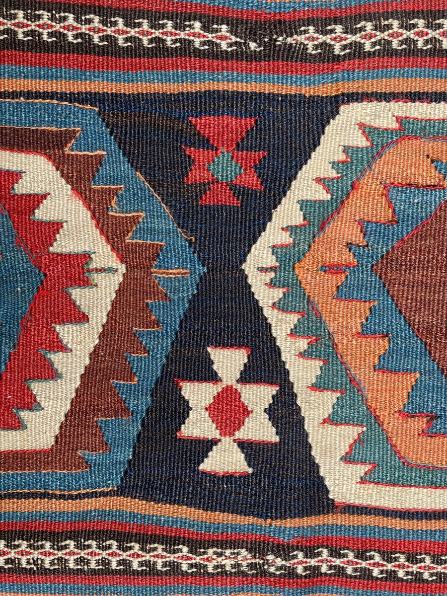 Kilim Qashqai - Perse. Circa 1900. 300 x 150 cm-photo-2