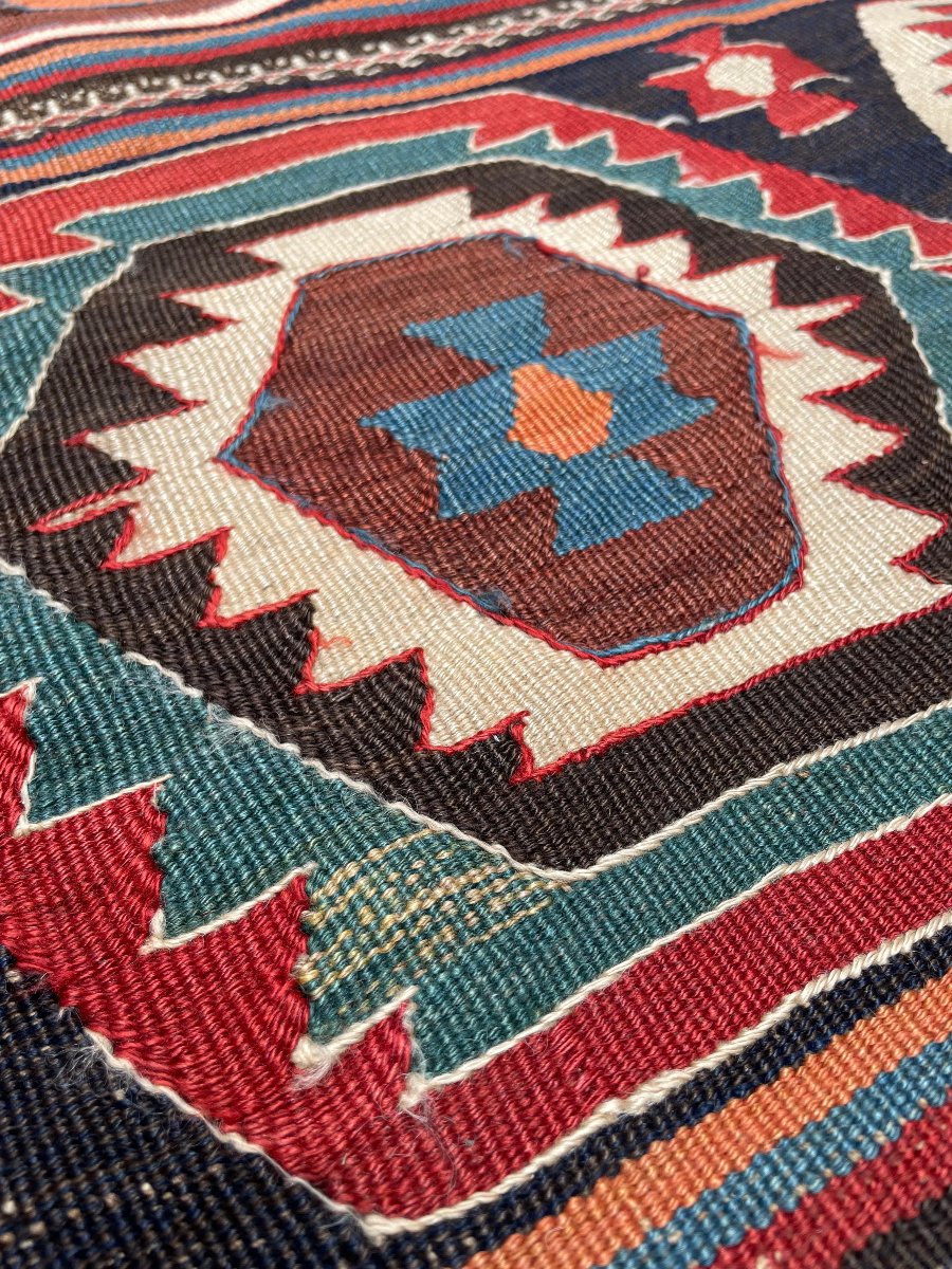 Kilim Qashqai - Perse. Circa 1900. 300 x 150 cm-photo-3