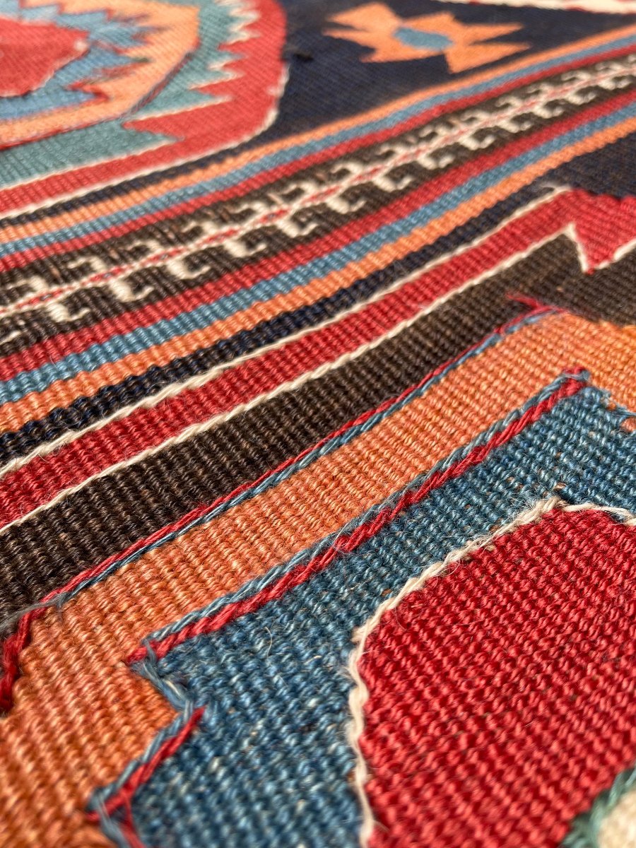 Kilim Qashqai - Perse. Circa 1900. 300 x 150 cm-photo-4