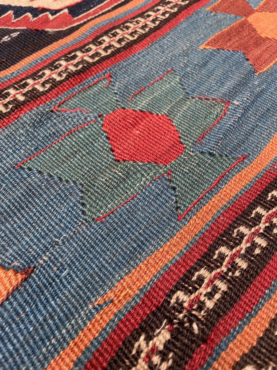 Kilim Qashqai - Perse. Circa 1900. 300 x 150 cm-photo-5