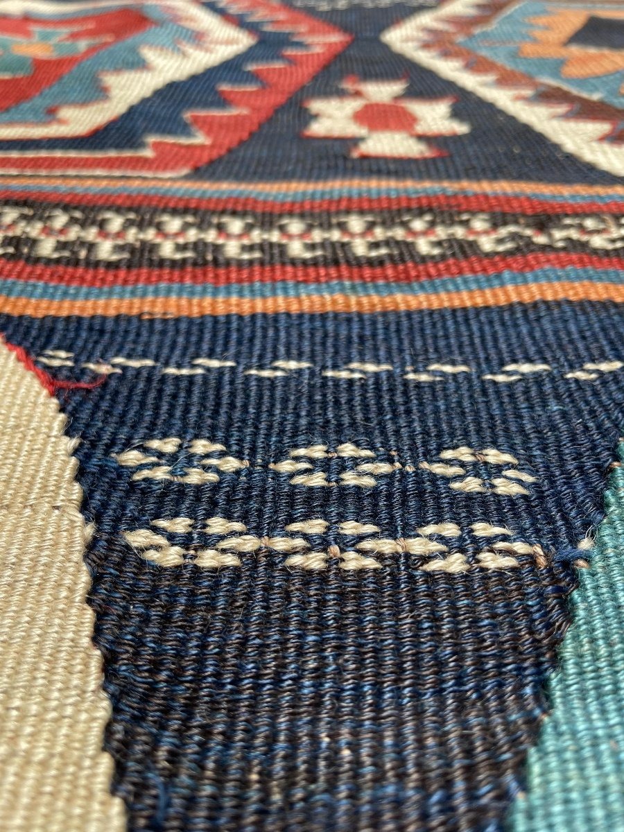 Kilim Qashqai - Perse. Circa 1900. 300 x 150 cm-photo-6