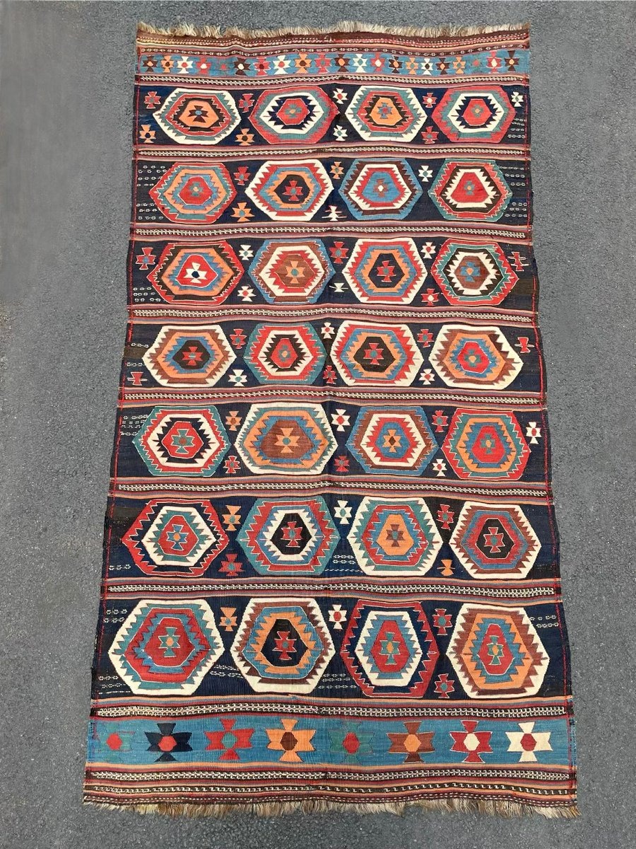 Kilim Qashqai - Perse. Circa 1900. 300 x 150 cm